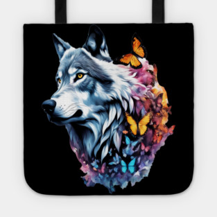 Wolf Stepping Through A Smoky Swirl Of Butterflies Tote