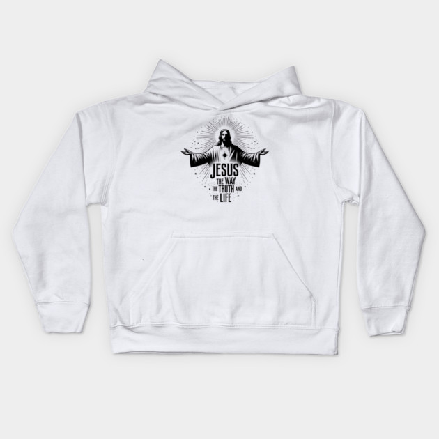 Jesus The Way The Truth and The Life Kids Hoodie by Frank Ring