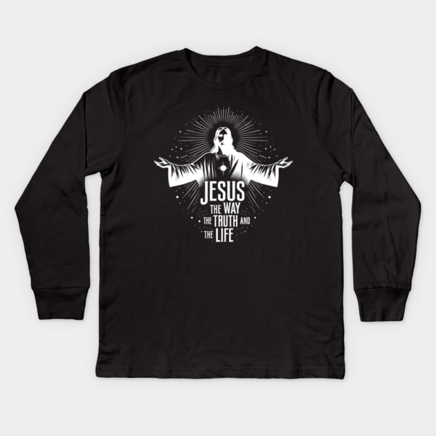 Jesus The Way The Truth and The Life Kids Long Sleeve T-Shirt by Frank Ring