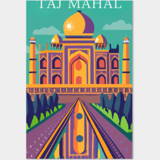 A Vintage Travel Art of the Taj Mahal in Agra - India Posters and Art