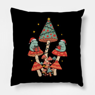 Classic Christmas Mushrooms Pillow