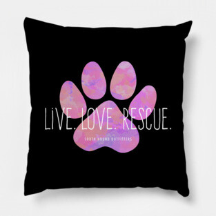 Live Love Rescue Pink Paw Print Pillow