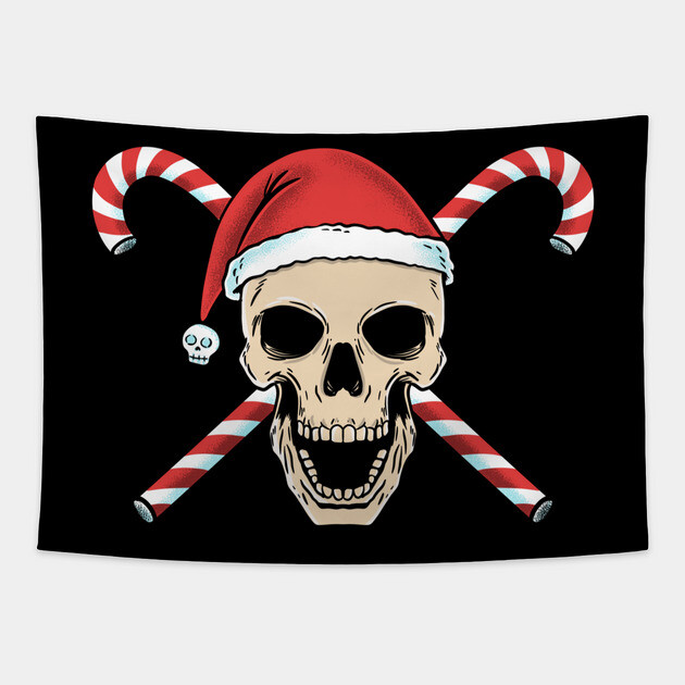 Christmas Skull Tapestry by coffeeman