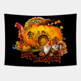 Thanksgiving Turkey Horror Gnomes Tapestry