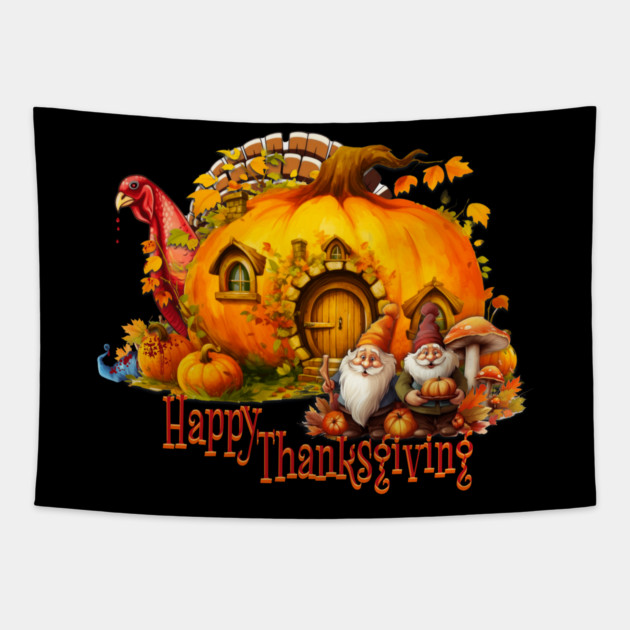 Thanksgiving Turkey Horror Gnomes Tapestry by HolidayBug