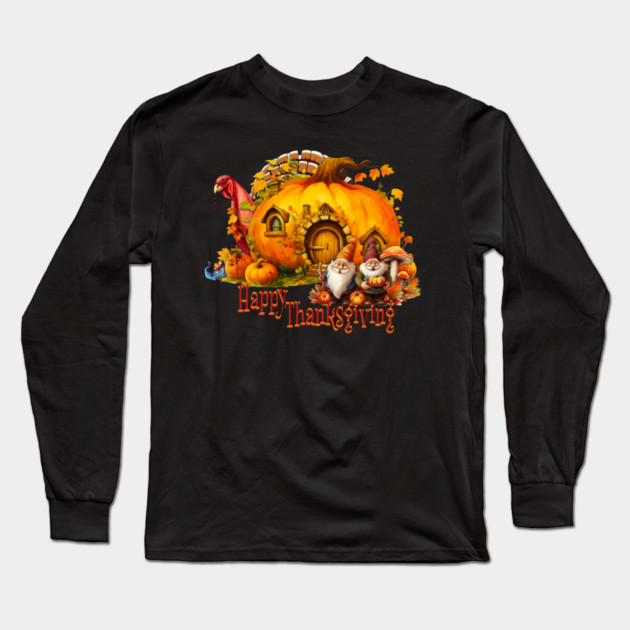 Thanksgiving Turkey Horror Gnomes Long Sleeve T-Shirt by HolidayBug