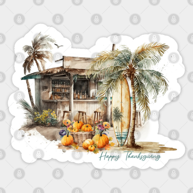 Watercolor Beach Thanksgiving Sticker by HolidayBug