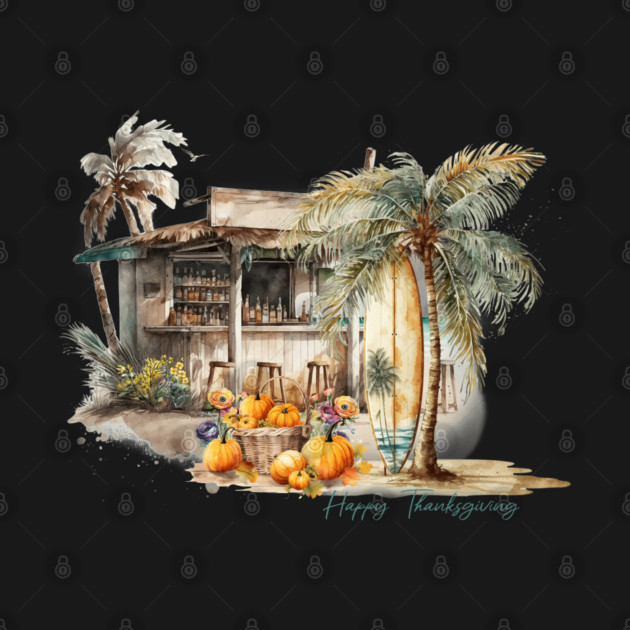 Watercolor Beach Thanksgiving by HolidayBug