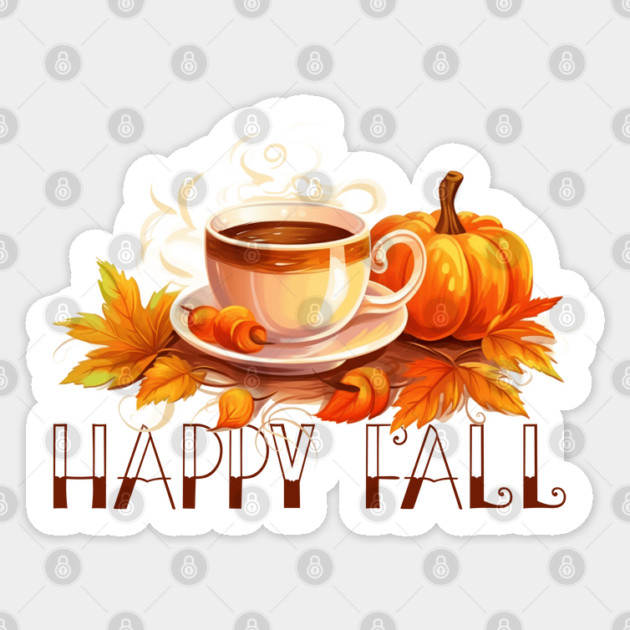 Happy Fall Coffee Pumpkin Sticker by HolidayBug