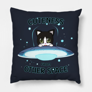 Tuxedo cat cuteness from other space Pillow