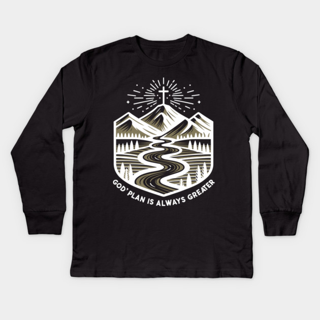 God's Plan is Always Greater Kids Long Sleeve T-Shirt by Frank Ring