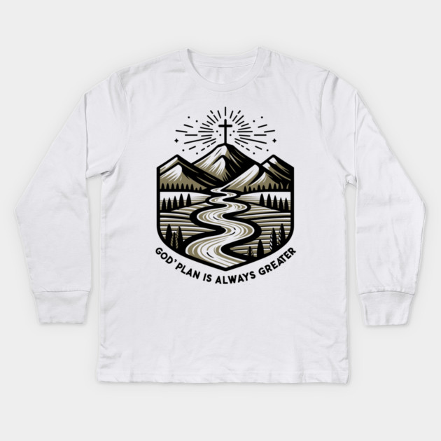 God's Plan is Always Greater Kids Long Sleeve T-Shirt by Frank Ring