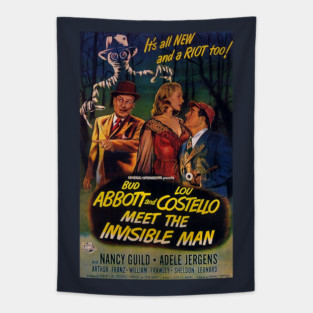 Classic Horror-Comedy Poster - Abbott & Costello Meet the Invisible Man Tapestry