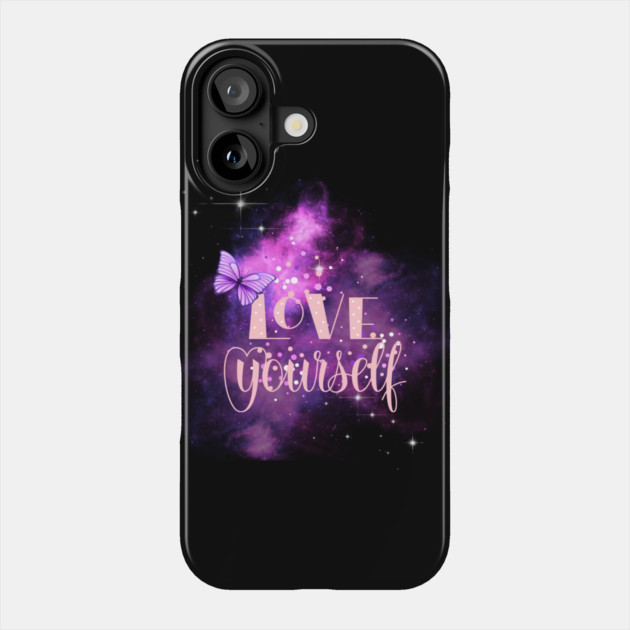 Love Yourself, Positivity, Uplifting, Inspirational Quote Design Phone Case by BirdsnStuff