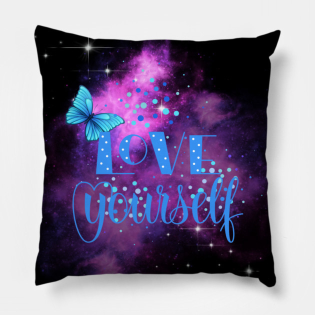 Love Yourself, Motivational, Positivity, Inspirational Quote Design Pillow by BirdsnStuff