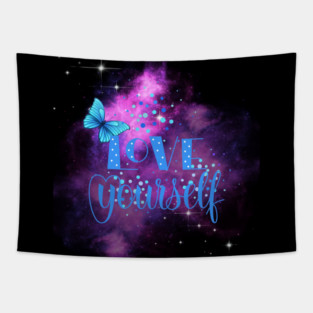 Love Yourself, Motivational, Positivity, Inspirational Quote Design Tapestry