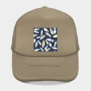 Meeting of creepy green and blue watercolor jewel beetles Hat