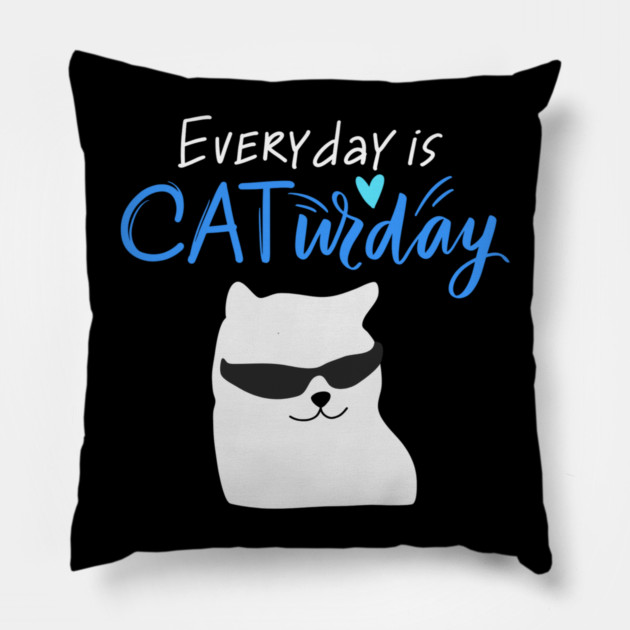 Everyday Is Caturday Quote For Cat Lovers Pillow by BirdsnStuff