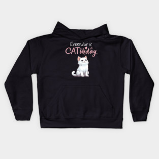 Everyday Is Caturday Quote For Cat Lovers Kids Hoodie