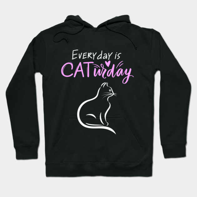 Everyday Is Caturday Quoate For Cat Lovers Hoodie by BirdsnStuff