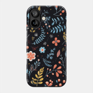 Ojibwe Floral Pattern | Native American Floral Design Black Phone Case