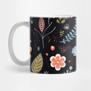 Ojibwe Floral Pattern | Native American Floral Design Black Mug
