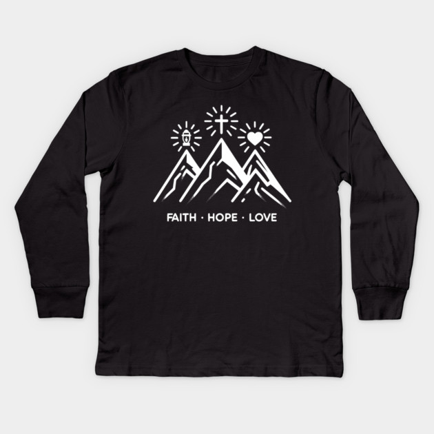Faith Hope Love Kids Long Sleeve T-Shirt by Frank Ring
