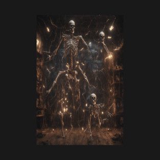 Skeletons & Skulls in the closet - Digital Art T-Shirt