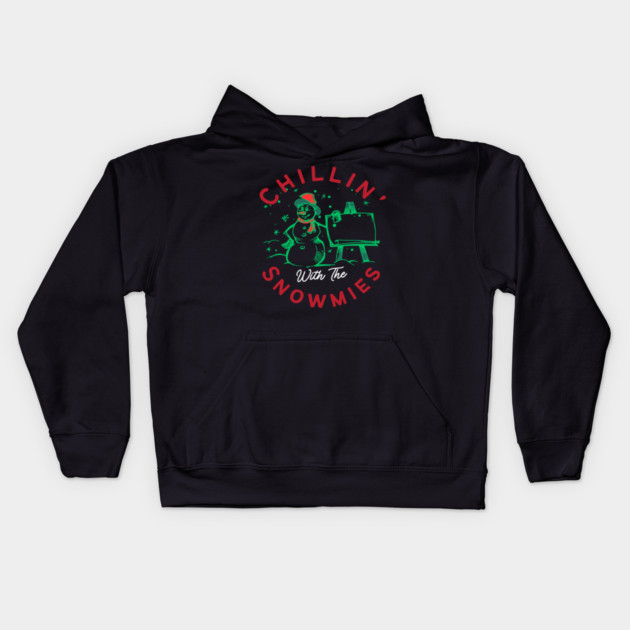 Chillin With The Snowmies Christmas Holiday Design Kids Hoodie by BirdsnStuff