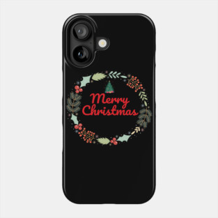 Merry Christmas Wreath Holiday Design Phone Case