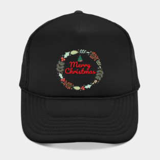 Merry Christmas Wreath Holiday Design Hat