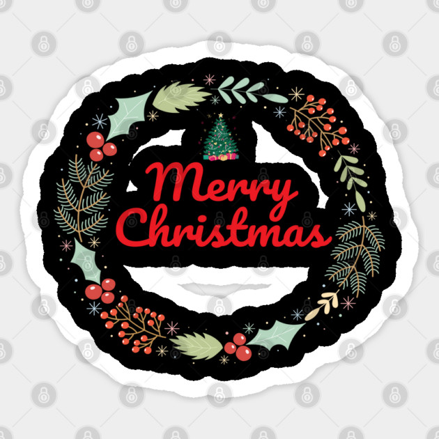Merry Christmas Wreath Holiday Design Sticker by BirdsnStuff