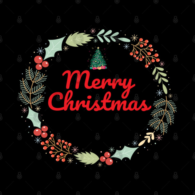 Merry Christmas Wreath Holiday Design by BirdsnStuff