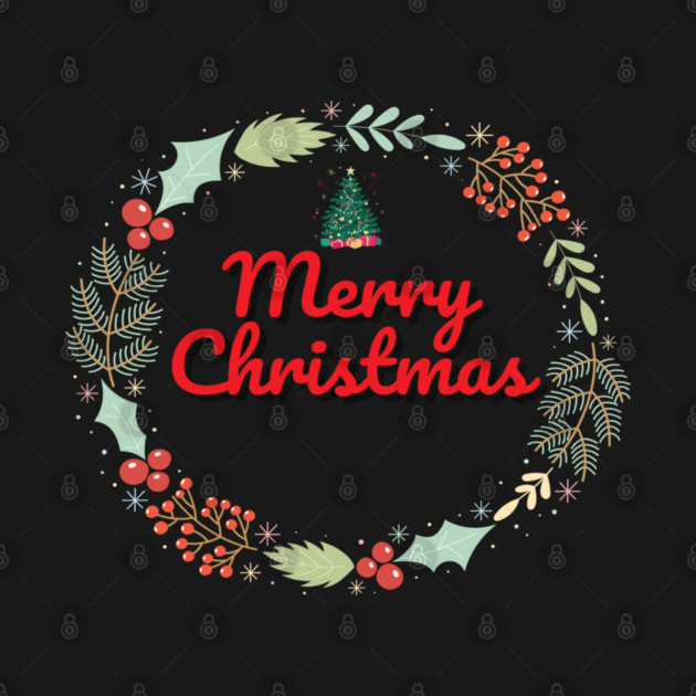 Merry Christmas Wreath Holiday Design by BirdsnStuff