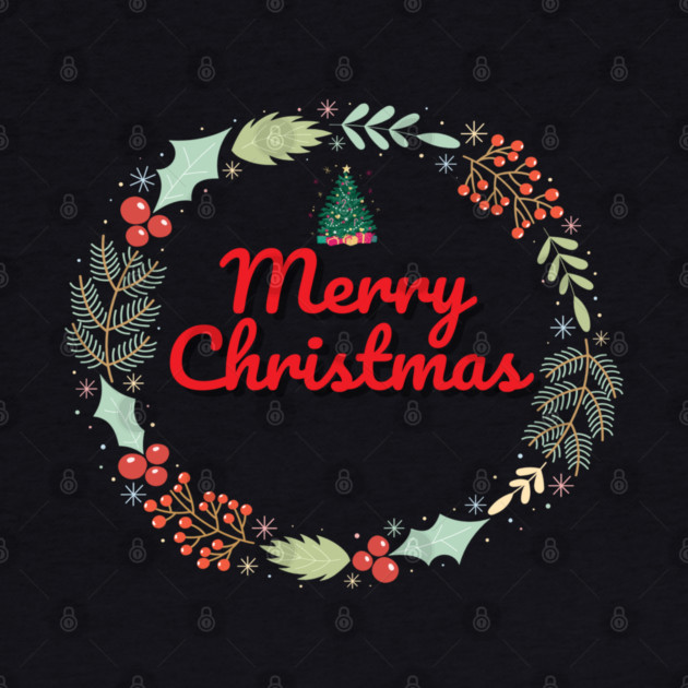 Merry Christmas Wreath Holiday Design by BirdsnStuff