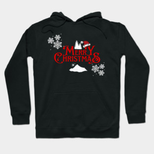 Merry Christmas Snowflakes Santa Hat Design Hoodie