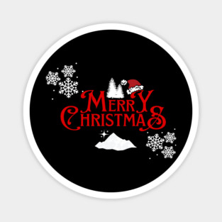 Merry Christmas Snowflakes Santa Hat Design Magnet