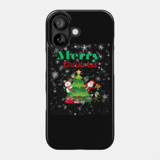 Merry Christmas, Santa, Elf, Snowman Design Phone Case