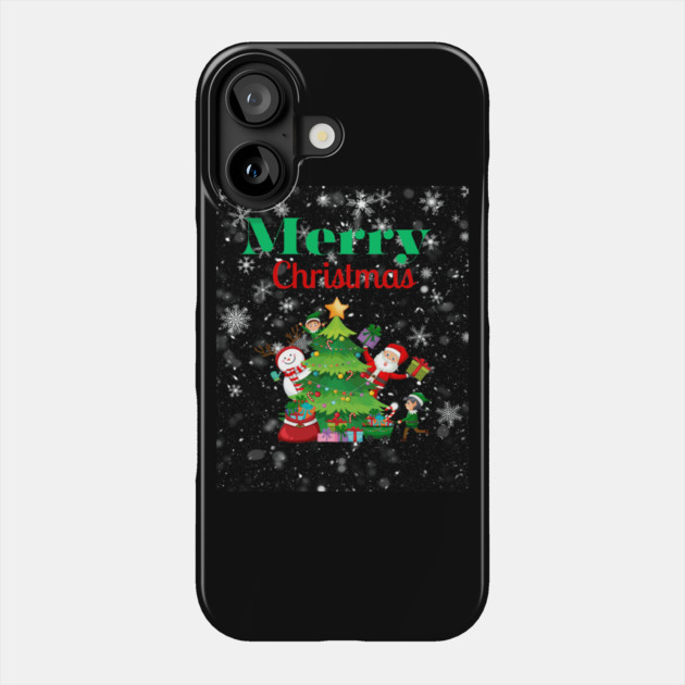 Merry Christmas, Santa, Elf, Snowman Design Phone Case by BirdsnStuff