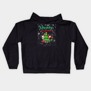 Merry Christmas, Santa, Elf, Snowman Design Kids Hoodie