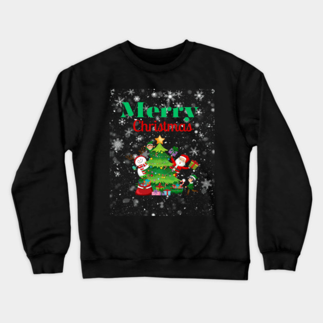 Merry Christmas, Santa, Elf, Snowman Design Crewneck Sweatshirt by BirdsnStuff