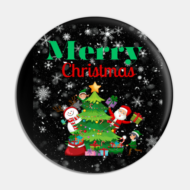 Merry Christmas, Santa, Elf, Snowman Design Pin by BirdsnStuff