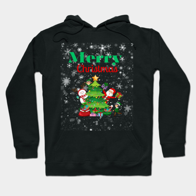 Merry Christmas, Santa, Elf, Snowman Design Hoodie by BirdsnStuff