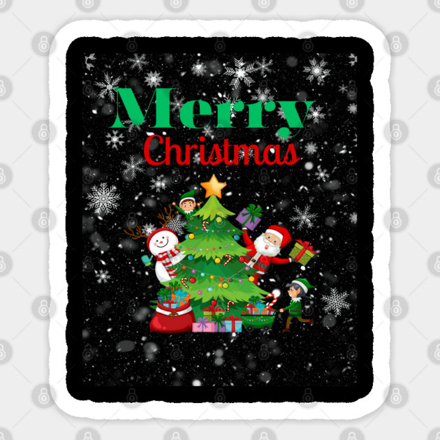 Merry Christmas, Santa, Elf, Snowman Design Sticker by BirdsnStuff