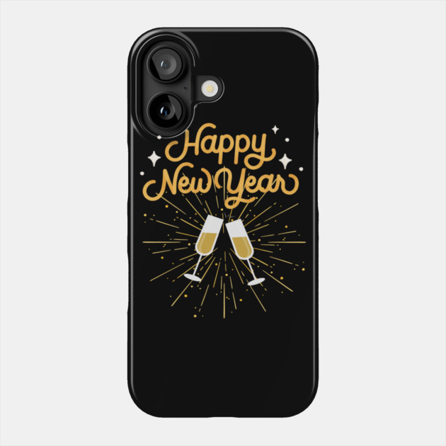 Happy New Year Celebration Cheers Wine Glasses Design Phone Case by BirdsnStuff