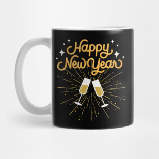 Happy New Year Celebration Cheers Wine Glasses Design Mug