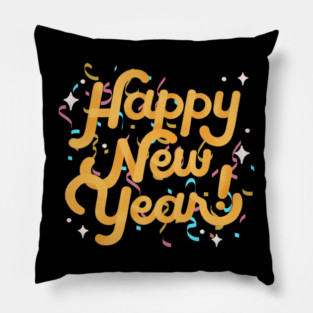 Happy New Year Confetti 2024 Pillow