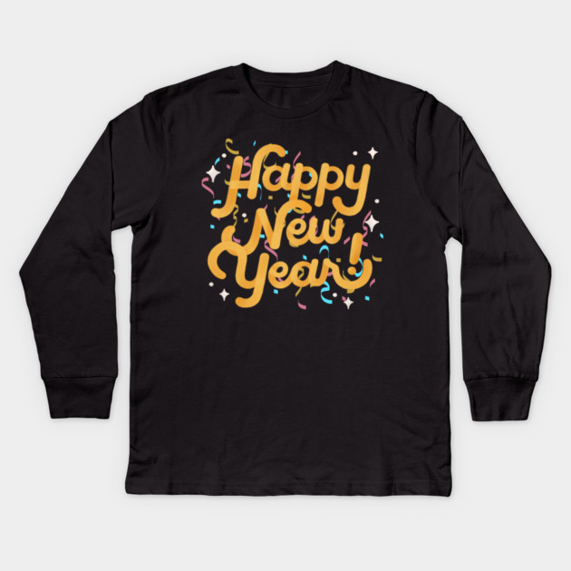 Happy New Year Confetti 2024 Kids Long Sleeve T-Shirt by BirdsnStuff