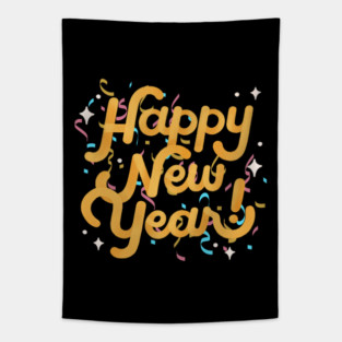 Happy New Year Confetti 2024 Tapestry