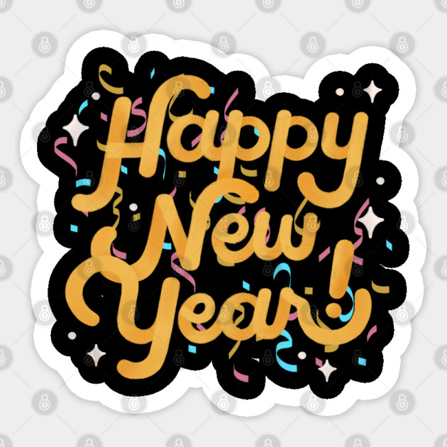 Happy New Year Confetti 2024 Sticker by BirdsnStuff